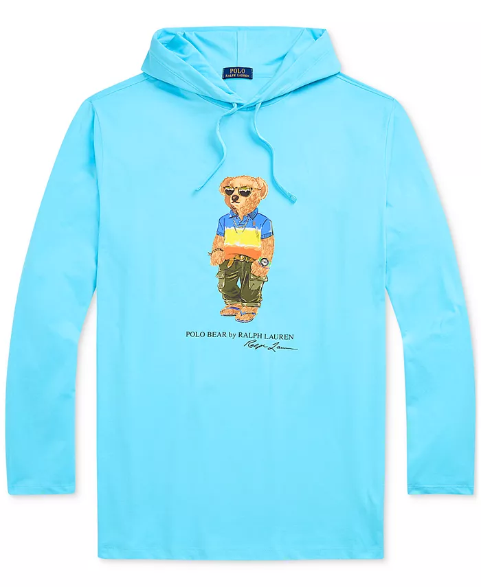 

Мужская худи-футболка с капюшоном Polo Bear для высоких и полных Polo Ralph Lauren, синий