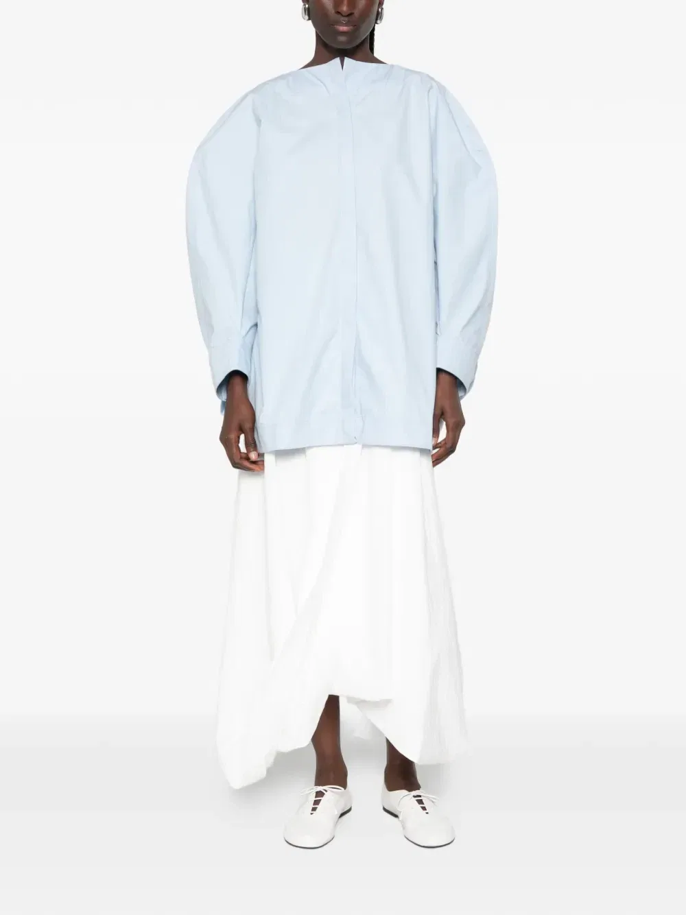Платье с рукавами-фонариками и пышной спинкой JACQUEMUS, синий — фото 3