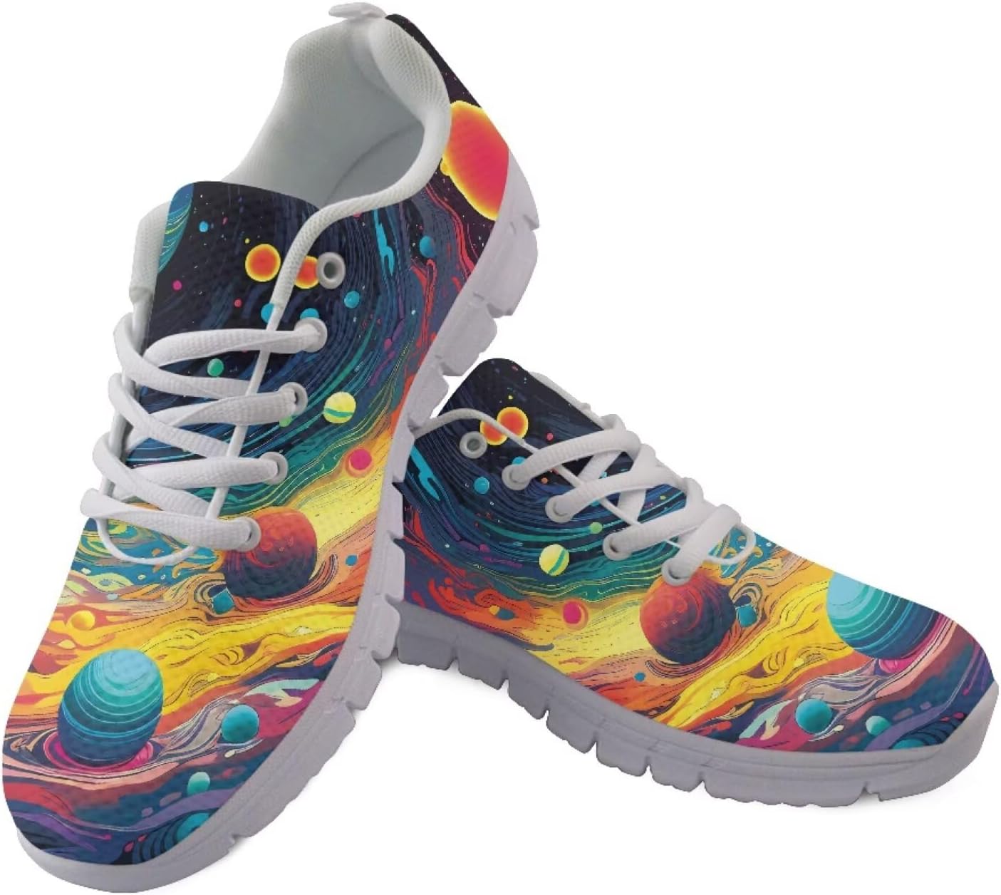 

Кроссовки Jeiento Galaxy для женщин и мужчин, сетчатые, дышащие, для бега по дороге, с нескользящей подошвой, на шнуровке, спортивная обувь, взрослые тренеры, Cartoon Universe Space