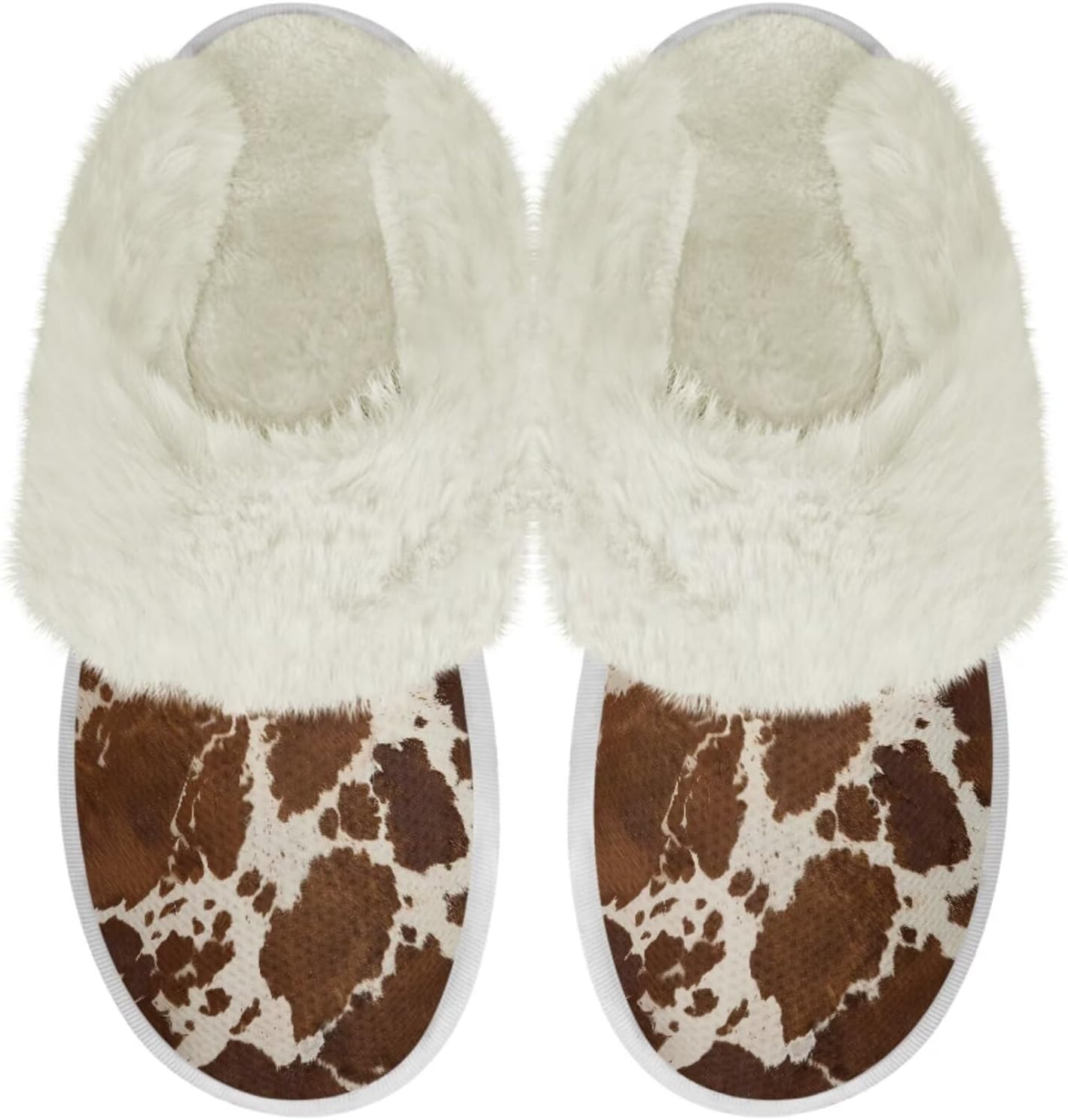 

Женские домашние тапочки Binienty, мужские тапочки, теплые зимние комнатные обувь, Brown Cow Print