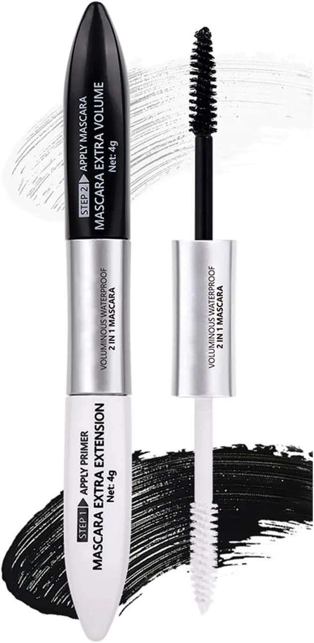 Тушь для ресниц 2 в 1 Double Brush, увеличивающая объем и длину, черная, Judewy, 1 шт.