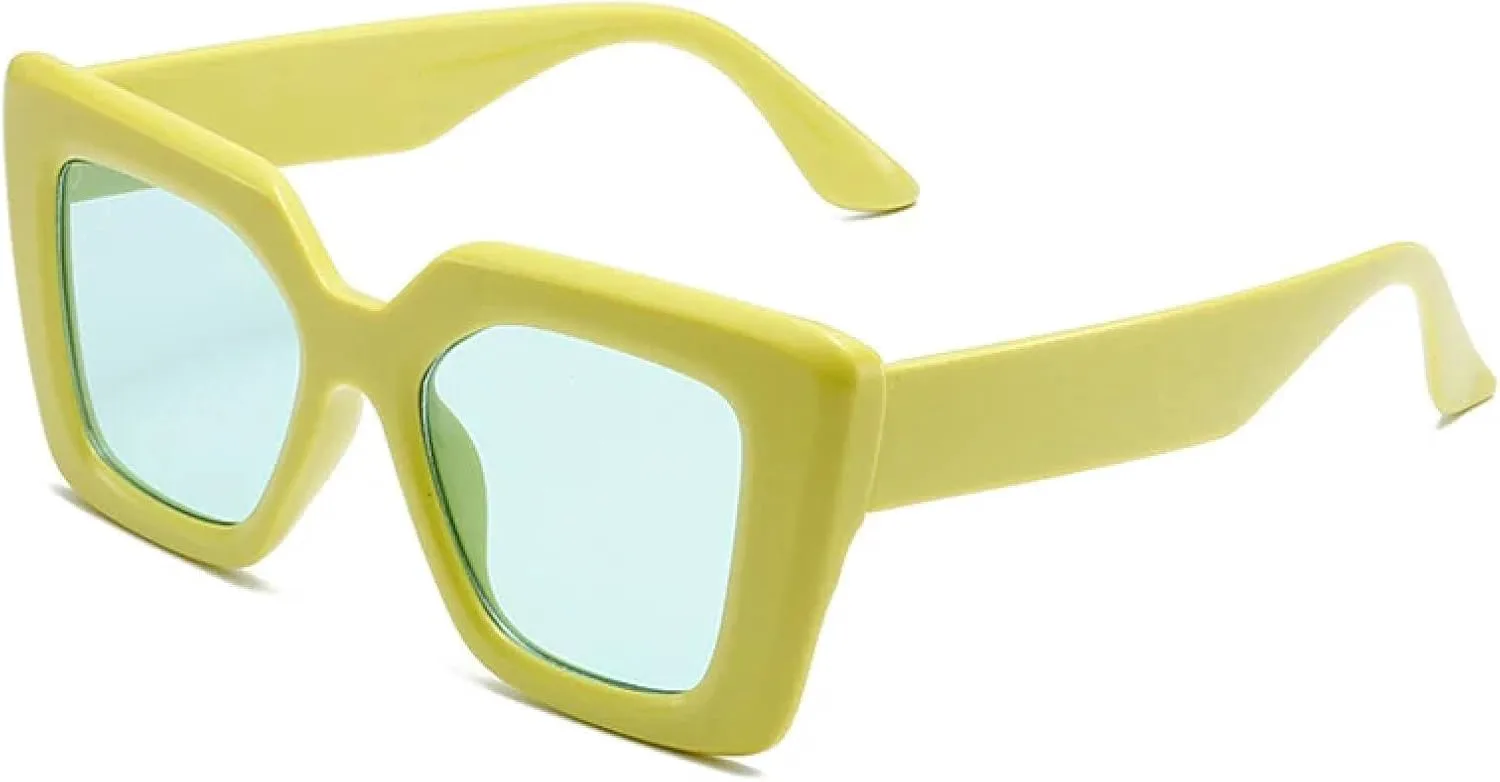 

Винтажные солнцезащитные очки для женщин с градиентной защитой от УФ-излучения UV400, модные солнцезащитные очки для мужчин и женщин TKKTLLT, Yellow-green