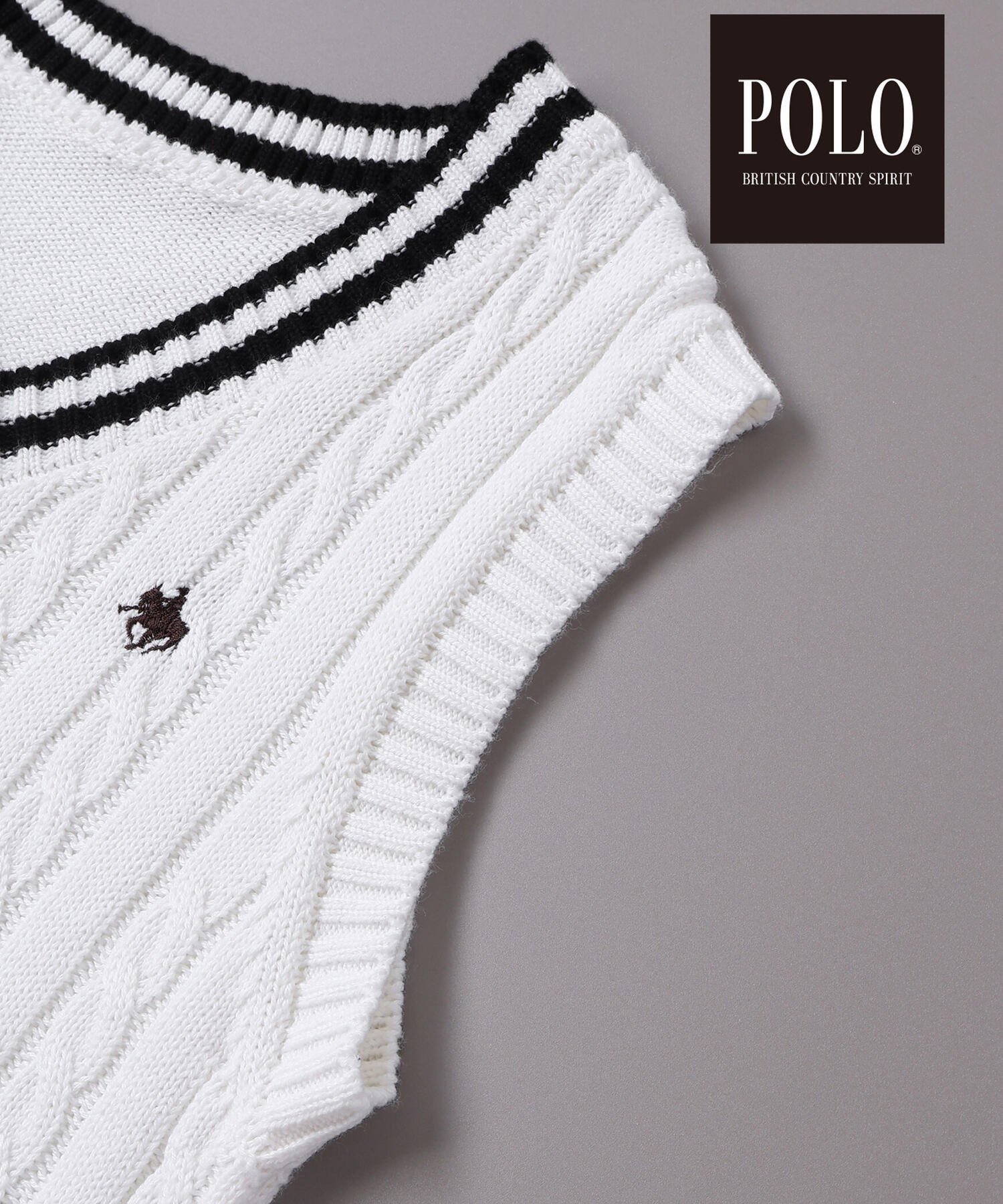 Вязаный жилет-кардиган POLO BCS*SLAP SLIP Collaboration (90-130 см), Off white — фото 4