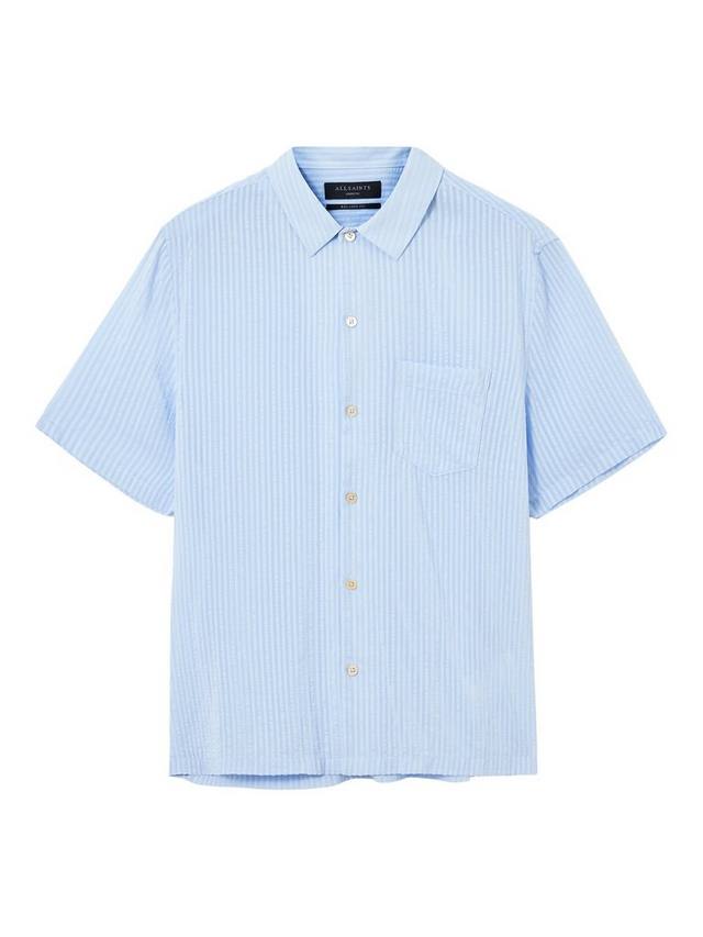 Рубашка Perry из вискозной смеси свободного кроя с реверсом в полоску AllSaints, Blue Mid — фото 4