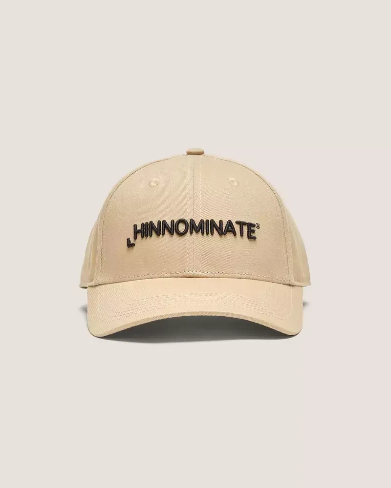 

Бежевая хлопковая шапка с вышитым логотипом HINNOMINATE