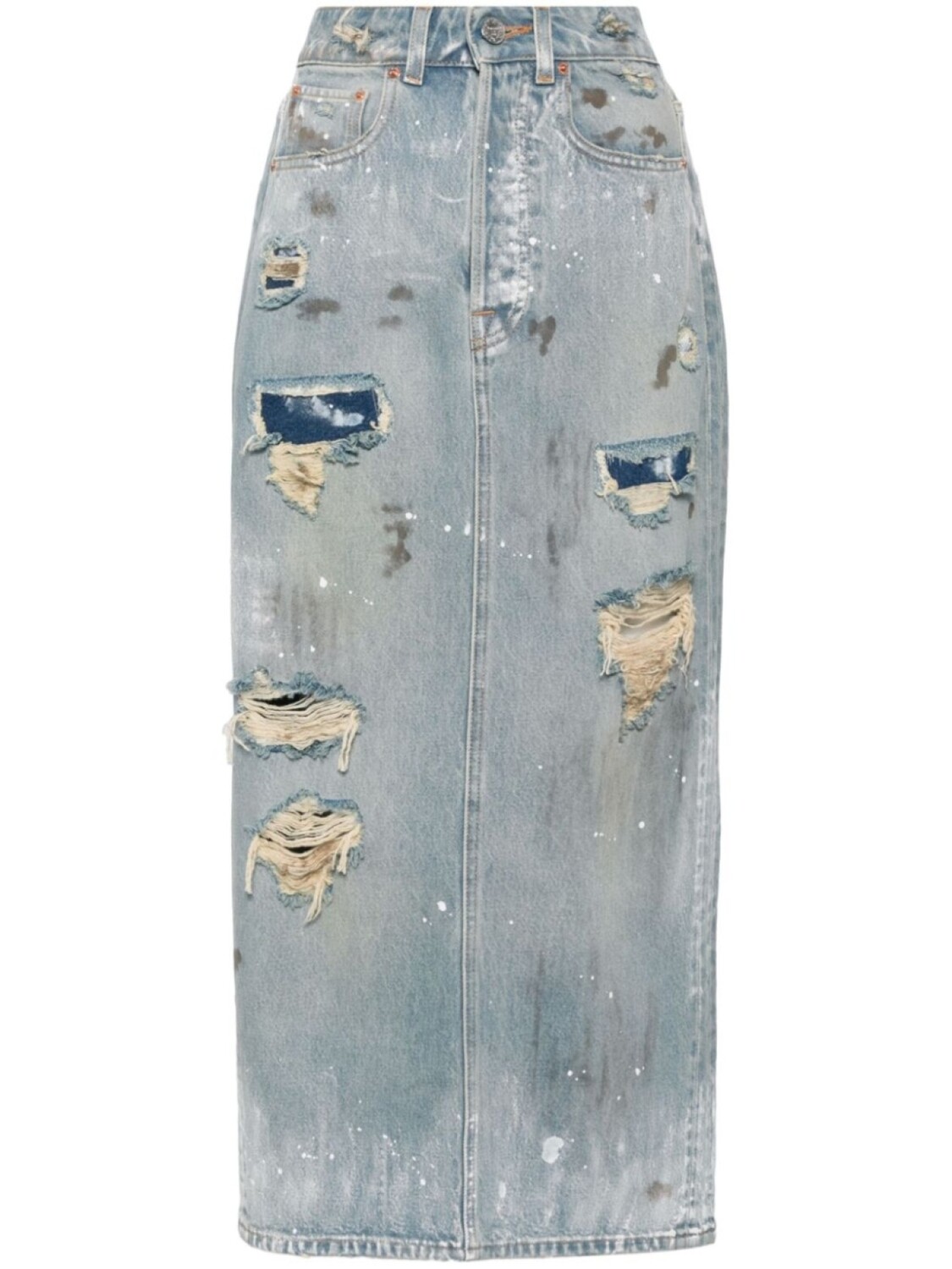 

VETEMENTS юбка миди из денима с эффектом потертости, синий