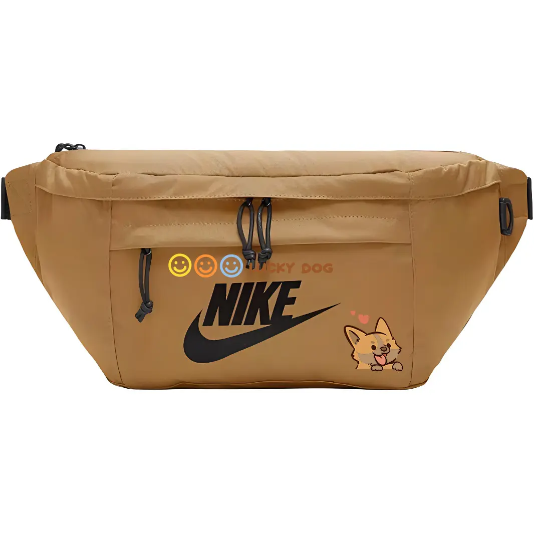 

Nike Тканевая поясная сумка унисекс пшеничного цвета с принтом, Corgi