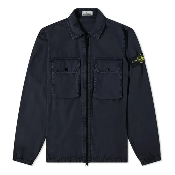 

Куртка 2 pocket brushed cotton shirt jacket 'navy' Stone Island, синий