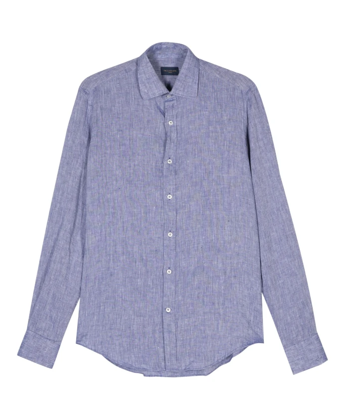 

Синяя льняная повседневная рубашка с длинными рукавами Paul & Shark, синий