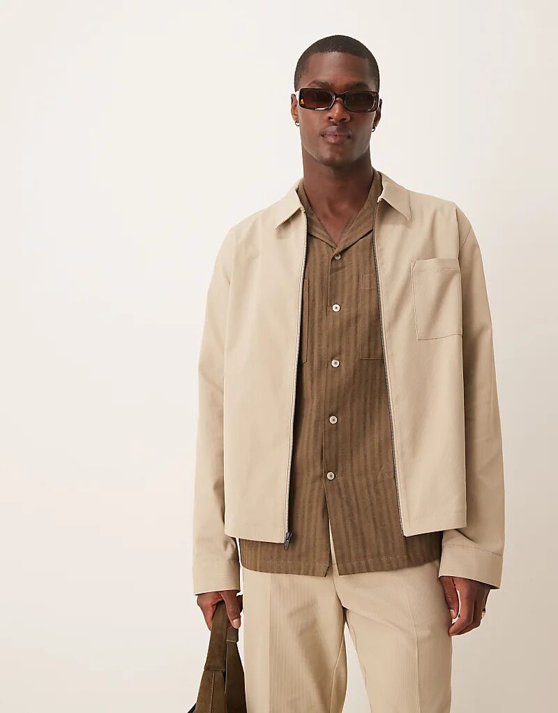 

Элегантная куртка Харрингтон ASOS DESIGN в рубчик цвета песочного камня, Бежевый, Элегантная куртка Харрингтон ASOS DESIGN в рубчик цвета песочного камня