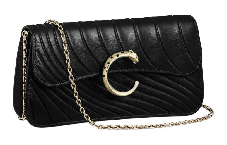 

Картье Пантер из телячьей кожи наплечная сумка кроссбоди мини женская черная