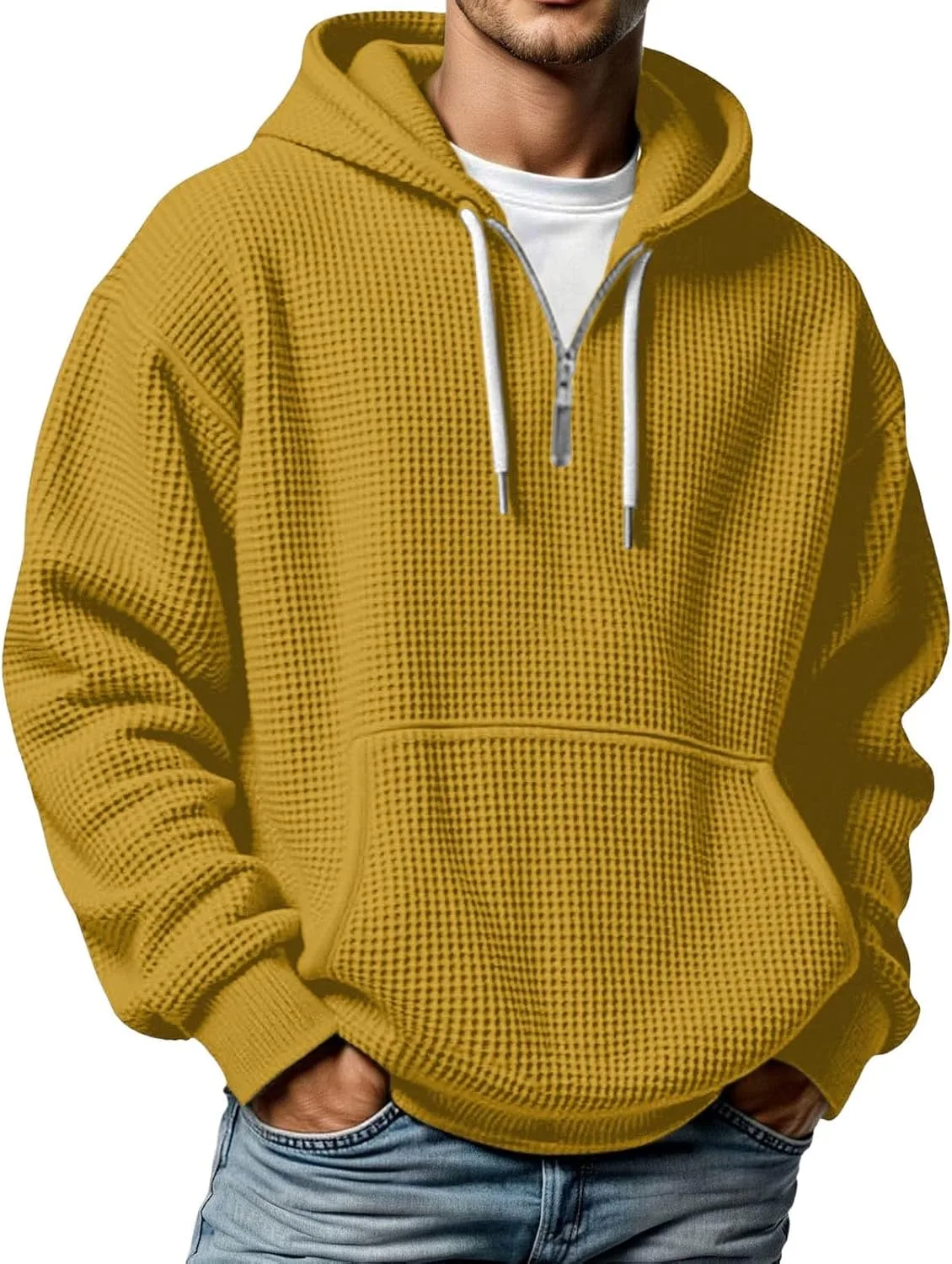 

Мужская худи на четверть молнии с карманами