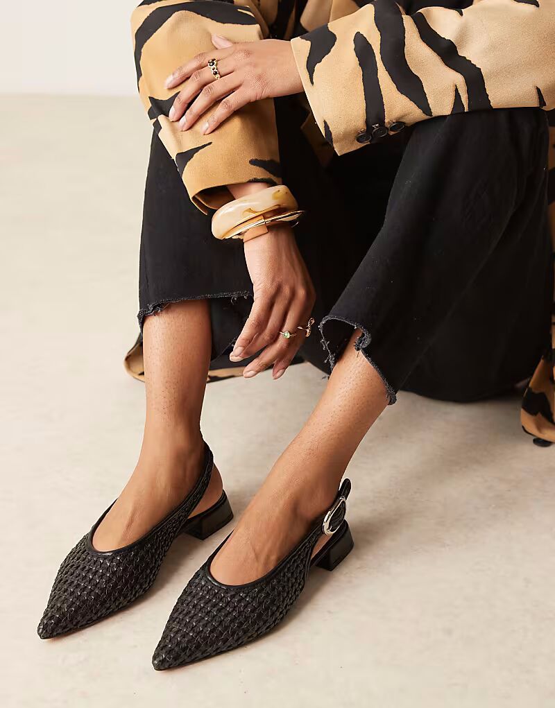 Балетки Leonora с открытой пяткой ASOS DESIGN из черного плетения — фото 3