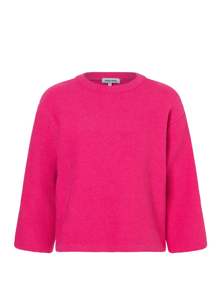 

More & More Короткий, свободный вязаный свитер с рукавами 3/4 розового цвета