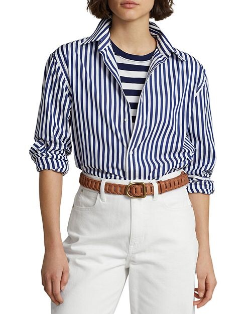 

Полосатая хлопковая рубашка с длинным рукавом Ralph Lauren, цвет Multi