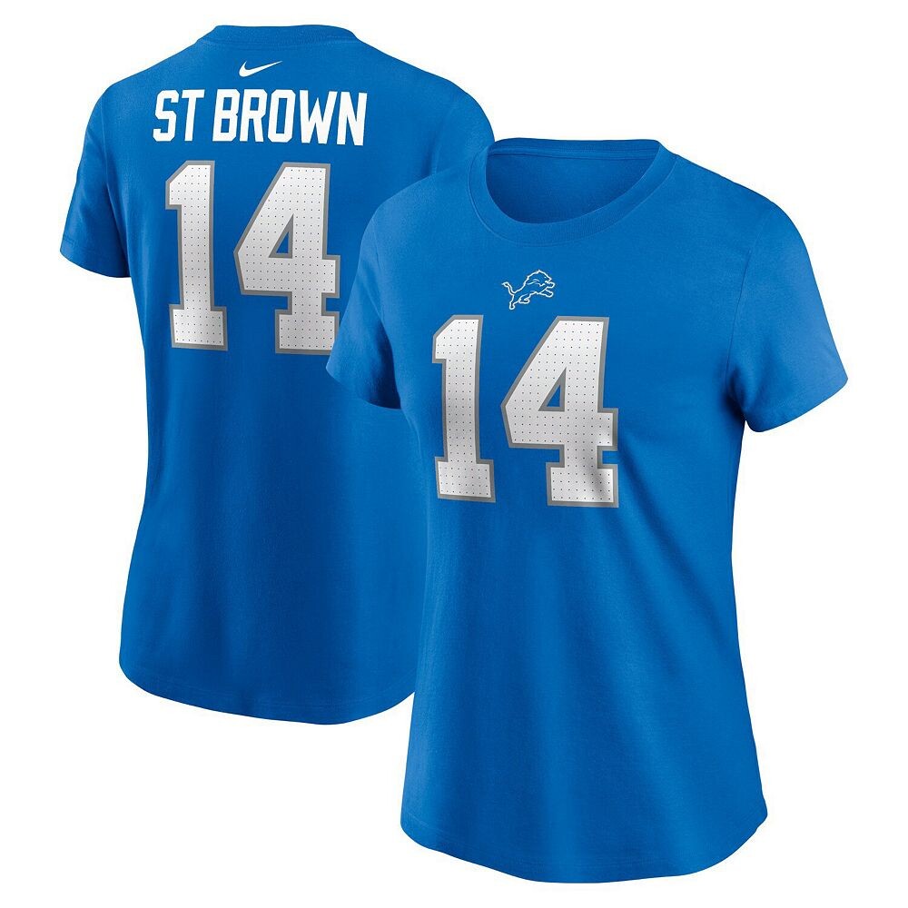 Женская футболка Nike Amon-Ra St. Brown Blue Detroit Lions с именем и номером игрока, цвет Lns Blue — фото 2