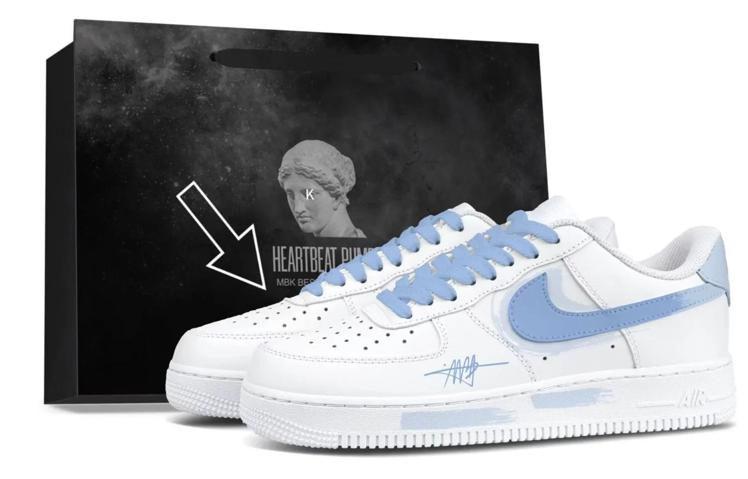 Кроссовки кожаные Nike Air Force 1 Ice Blue