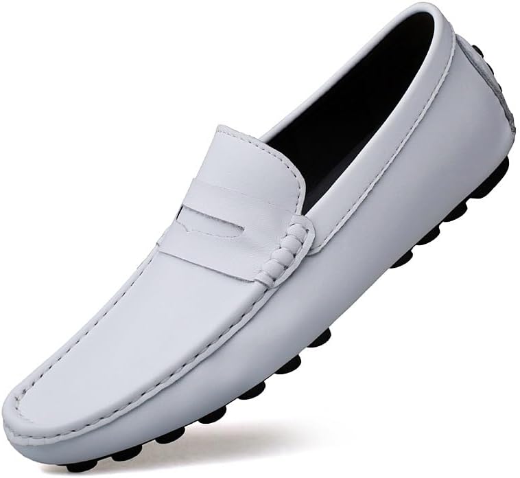 

Мужские лоферы с круглым носком из кожи, пенни-лоферы, увеличение роста, каблук 5 см, гибкие, износостойкие, противоскользящие, для свадьбы, без застежек (Цвет: белый, размер: 10) Wound