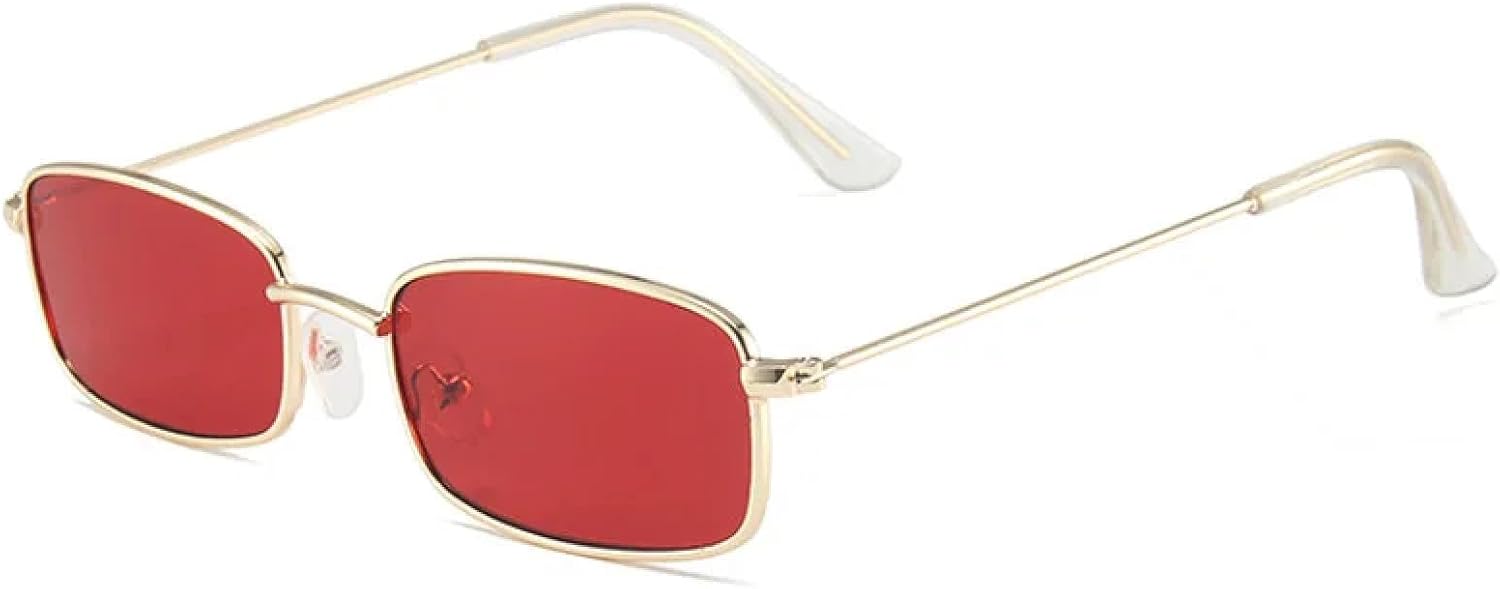 

Классические мужские винтажные солнцезащитные очки в стиле ретро, ​​прямоугольные панк-очки, женские солнцезащитные очки с защитой от УФ-излучения UV400 TKKTLLT, Gold-red