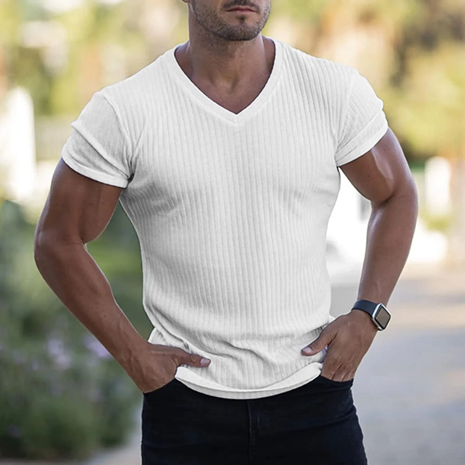Футболка для бодибилдинга с коротким рукавом Slim Fit — фото 2