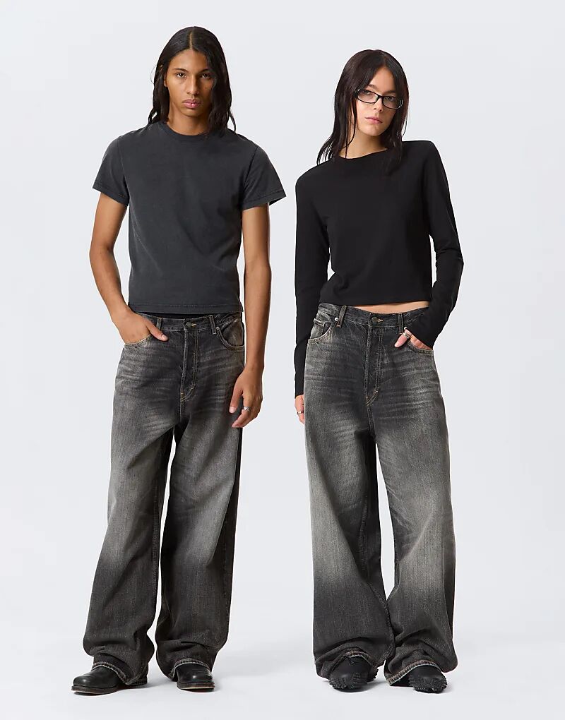 

Джинсы Weekday Astro Unisex с низкой посадкой, свободного кроя, выцветшего черного цвета