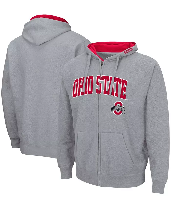 

Мужская толстовка с молнией Ohio State Buckeyes Arch and Logo 3.0 Colosseum, серый