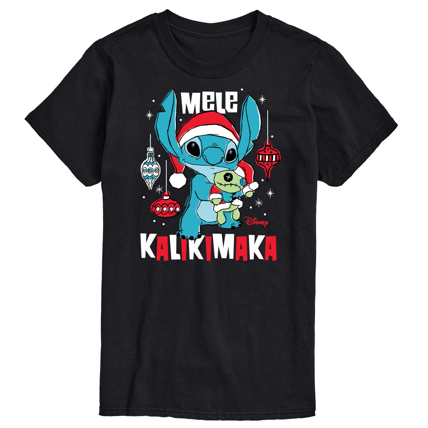 

Футболка с рисунком Lilo & Stitch Big & Tall Mele Kalikimaka, Black Disney, черный