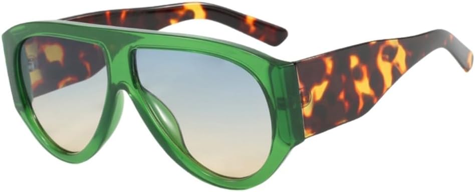 

Винтажные большие солнцезащитные очки-пилот для женщин и мужчин, с крупной оправой, ветрозащитные, популярные панк-очки с защитой от УФ-излучения UV400 UJNHGQ, Green Blue Yellow