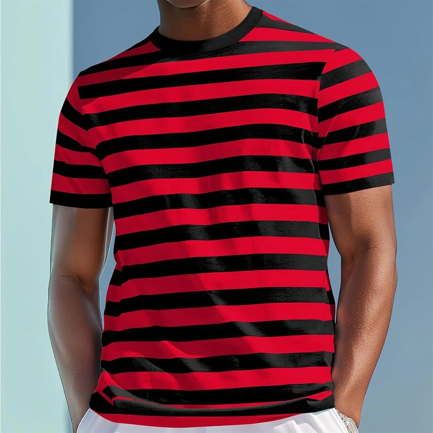 Мужская футболка с коротким рукавом и полосками в стиле color block — фото 2