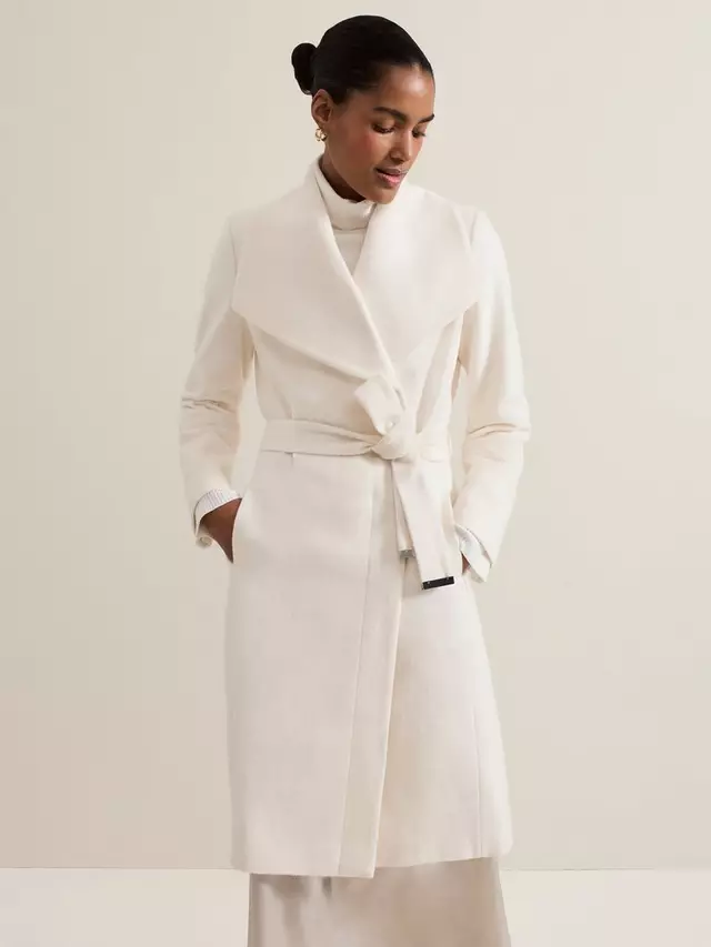 

Пальто Phase Eight Nicci Belted Wool Blend, цвет winter/white
