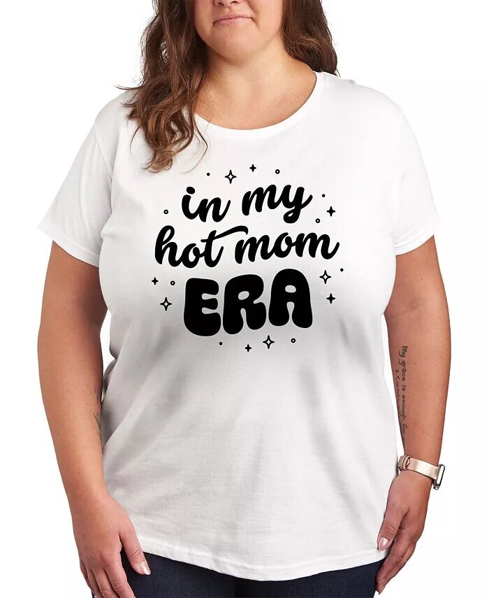 

Футболка больших размеров с рисунком In My Hot Mom Era Hybrid Apparel, белый