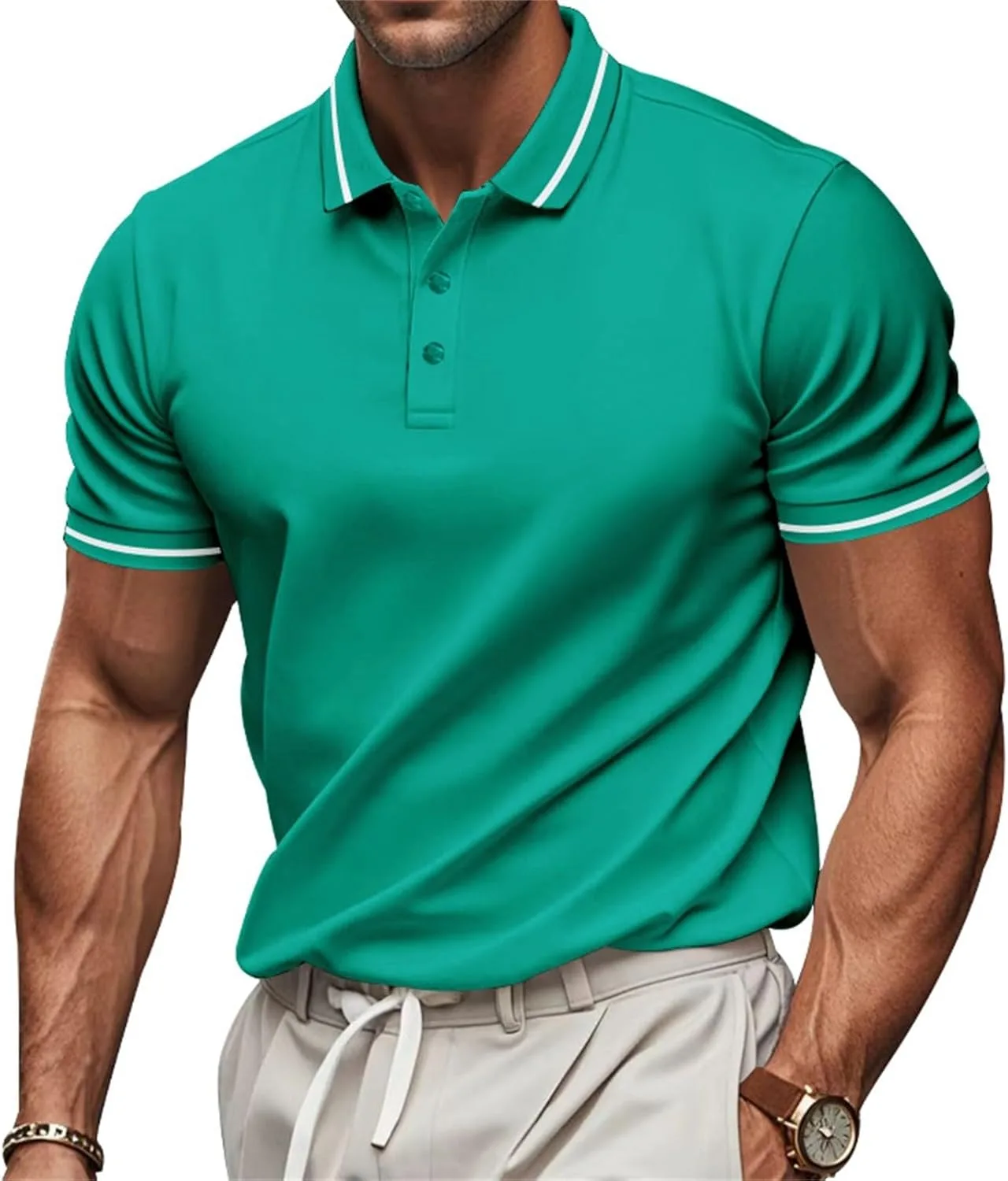 

Поло для мужчин с лацканом и коротким рукавом