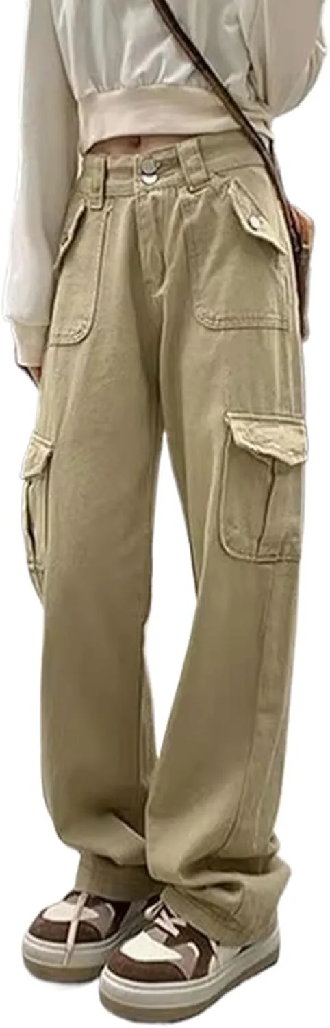 

Женские карго штаны цвета хаки с высокой талией JYHBHMZG