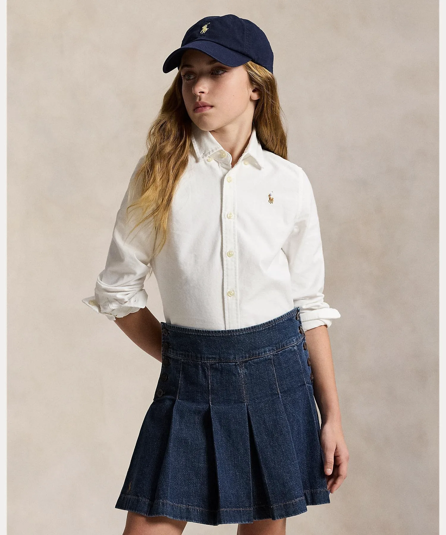 (Девочки 7-16 лет) Хлопковая рубашка Оксфорд Polo Ralph Lauren, 100 White