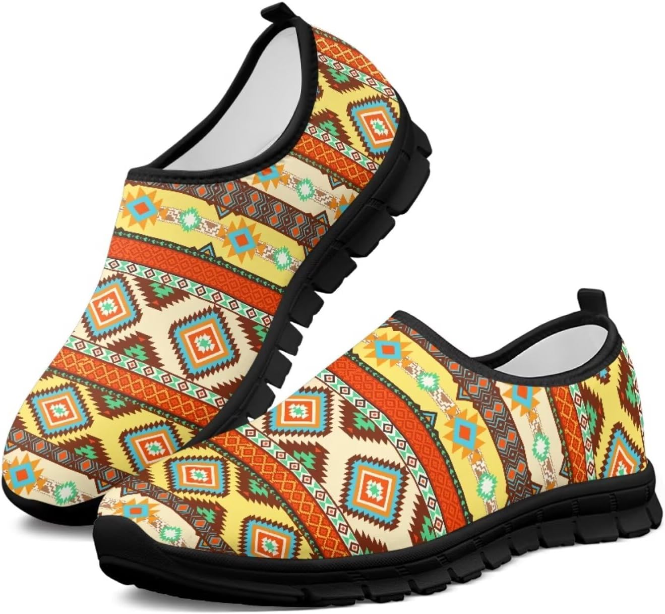 

Мужские слипоны Howilath Western Tribal Aztec, повседневная обувь, кроссовки для бега, дышащие, без застежек, оранжевый