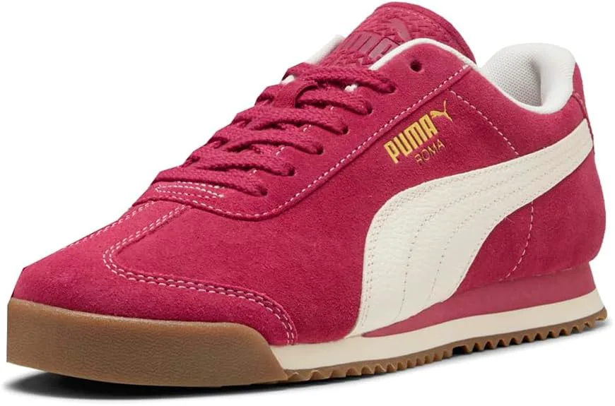 Мужские кроссовки PUMA Roma из замши с шнуровкой для повседневной носки - красные, красный — фото 2