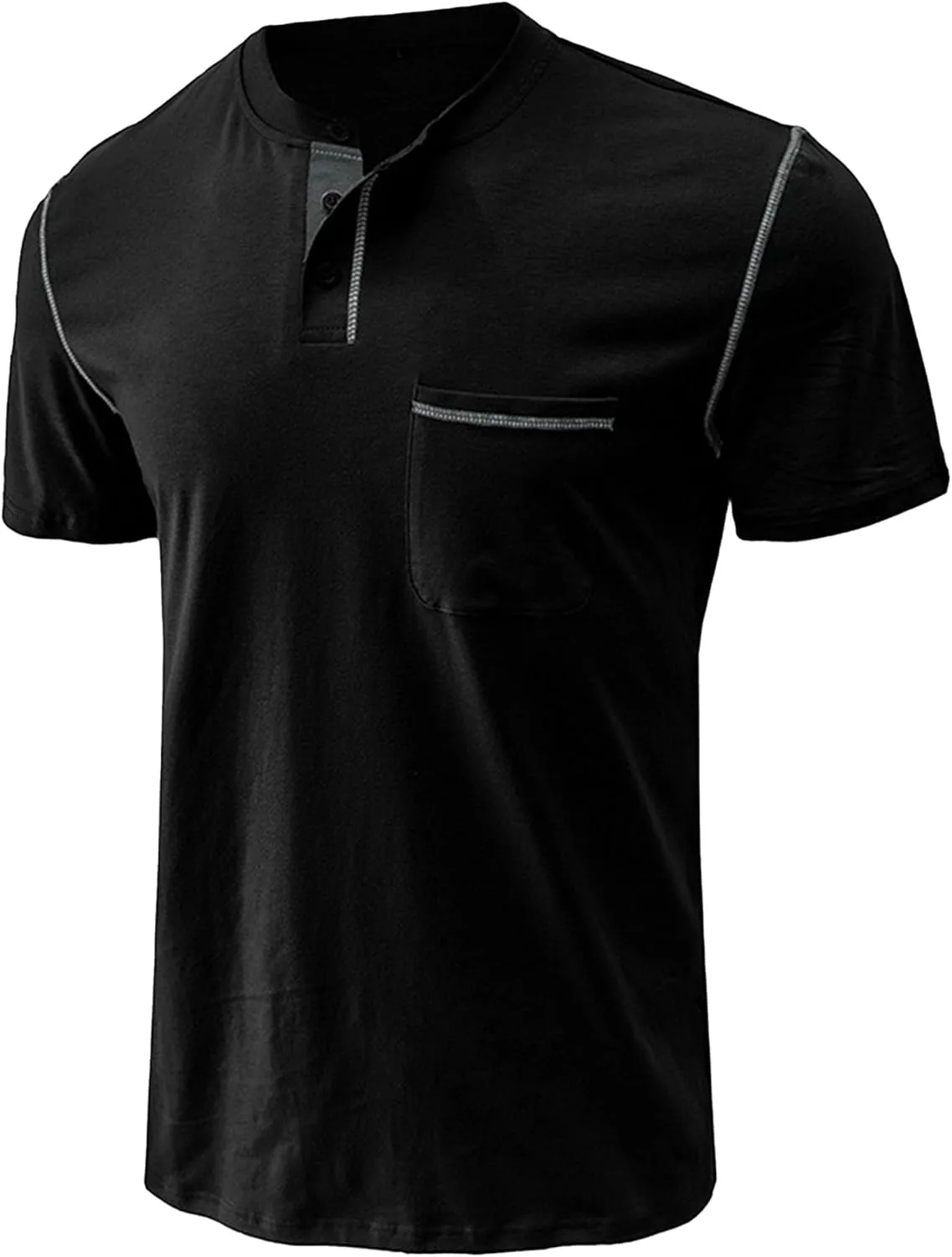 

Maiyifu-GJ мужская футболка Henley Neck Color Block Casual