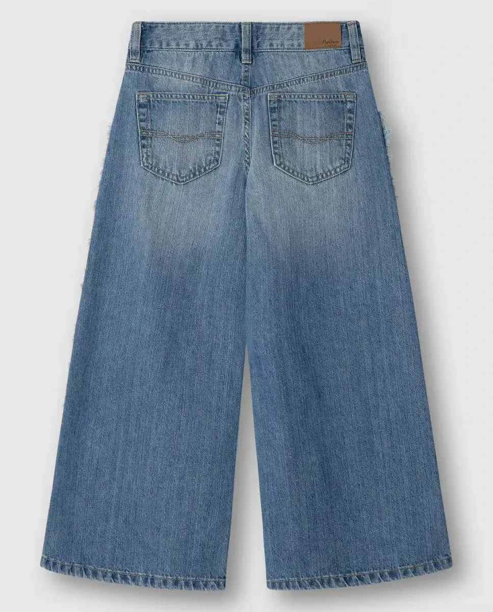 Джинсы с необработанным краем Wide Leg Lexy Frayed для девочки Pepe Jeans, синий — фото 2
