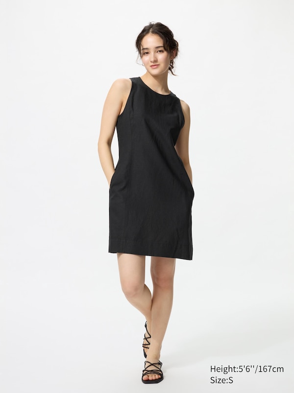 

Мини-Платье из льняной смеси (без рукавов) Uniqlo, черный
