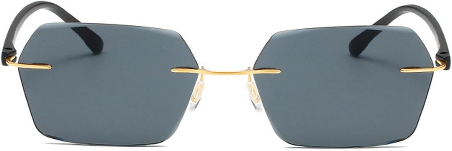 

Модные солнцезащитные очки без оправы, многоугольные, квадратные, женские, ретро, ​​с прозрачными линзами с градиентом, защита от УФ-излучения UV400, мужские солнцезащитные очки в тренде mincl, Black