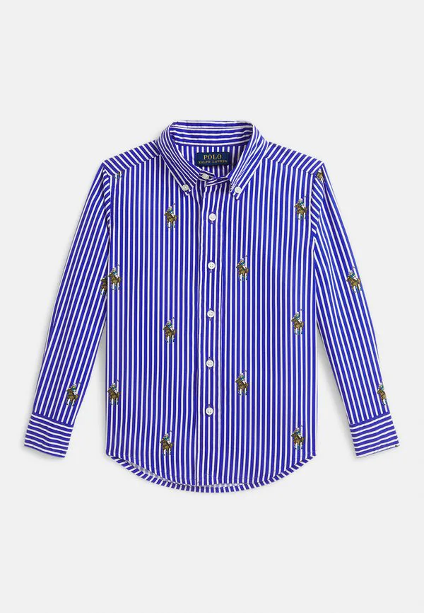 Рубашка из хлопка в полоску с изображением медведя поло. Polo Ralph Lauren, Blue