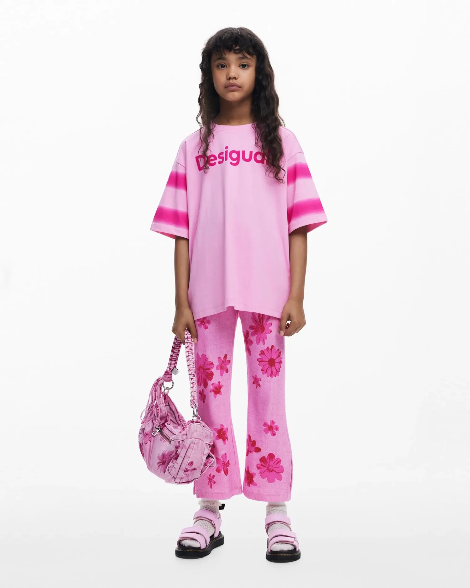 Футболка для девочки с коротким рукавом с логотипом Desigual, розовый — фото 4
