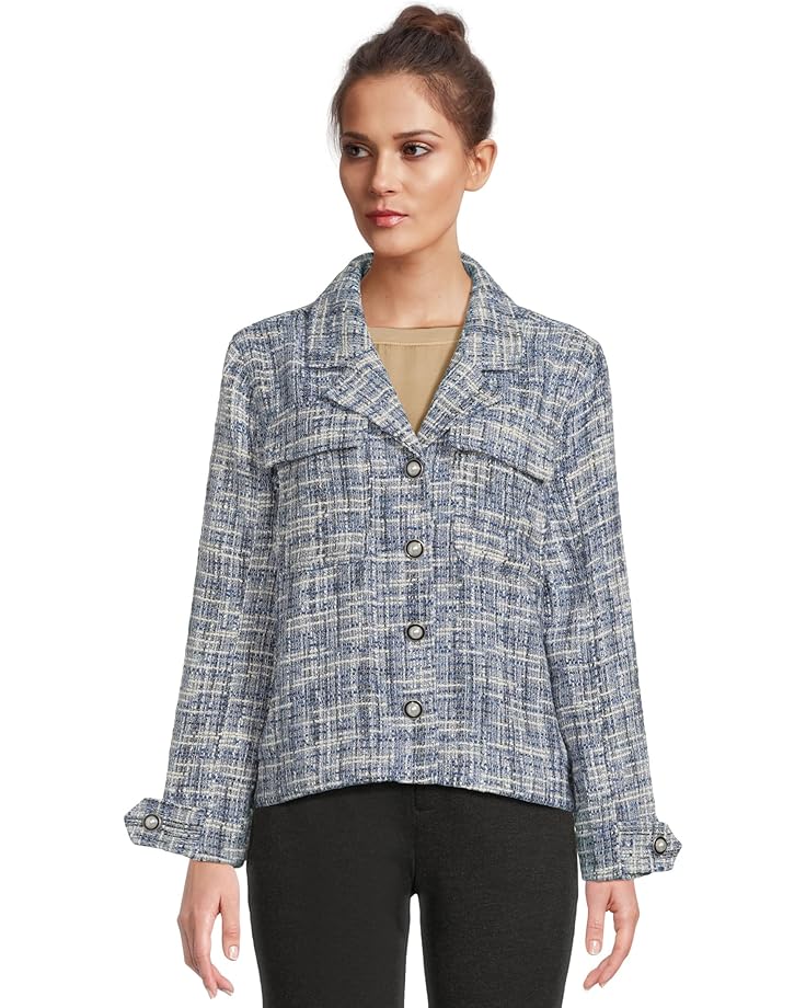 

Женское пальто Liverpool Los Angeles Button Front Woven Boucle Boxy Shacket, Blue Multi