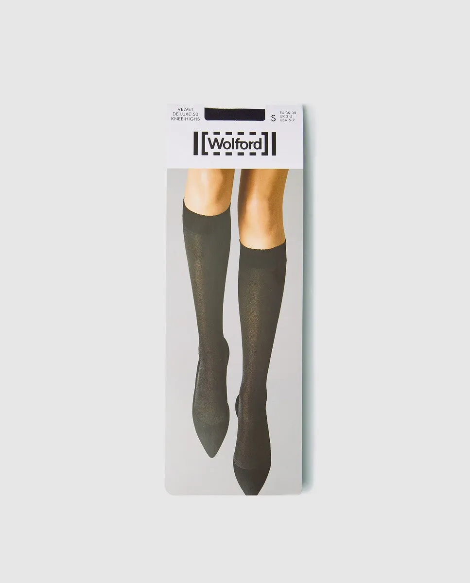 

Бархатистые чулки Wolford плотностью 50 ден, темно-синий
