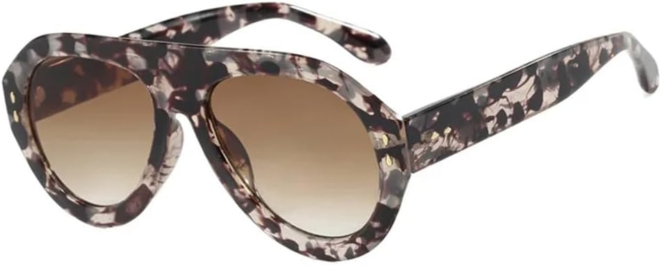 

Круглые градиентные солнцезащитные очки для женщин и мужчин с защитой от УФ-излучения UV400 в стиле панк с заклепками и широкими дужками, подходящие для занятий спортом на открытом воздухе и верховой езды UYPTK, Flower Tea