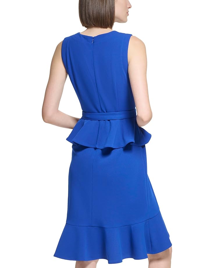 

Платье Calvin Klein Scuba Crepe V-Neck Dress with Ruffle Skirt, цвет Regatta