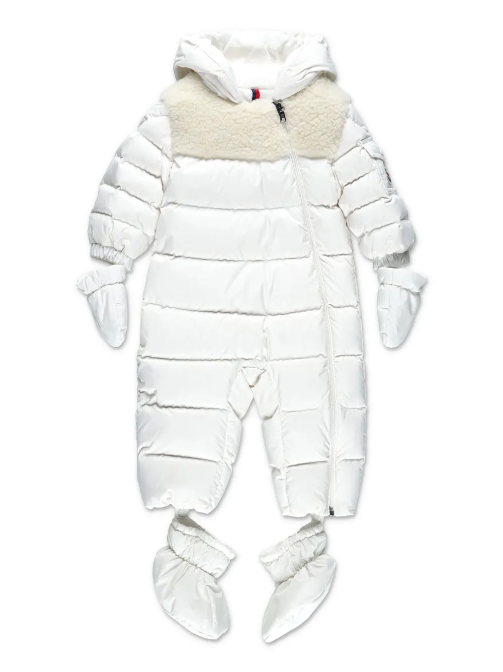 

Дутый комбинезон с логотипом Moncler Enfant, белый
