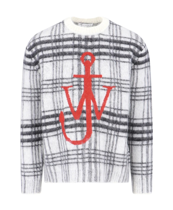 

Клетчатый свитер с логотипом Jw Anderson, серый