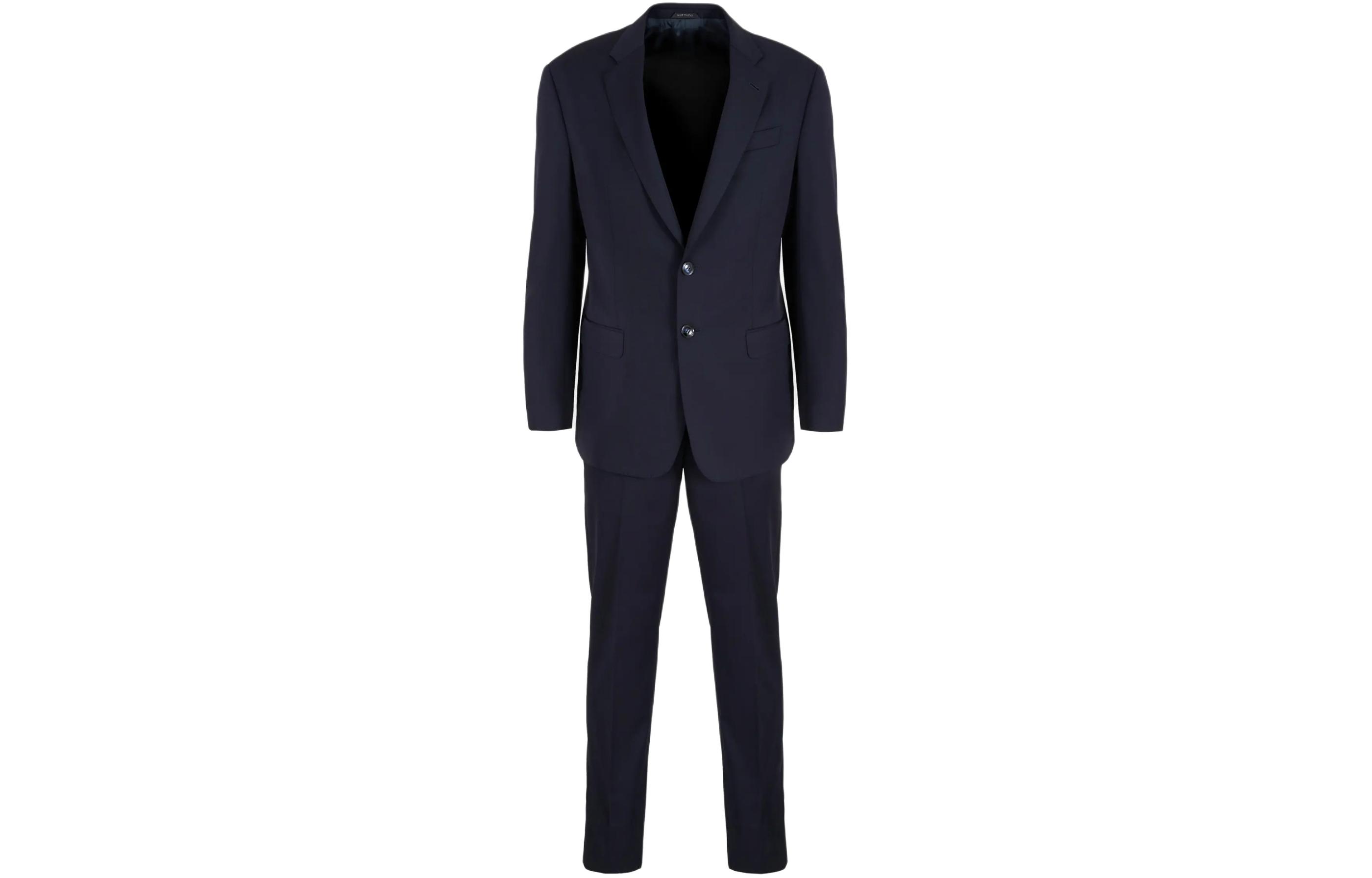 

Эмпорио Армани однобортный водоотталкивающий шерстяной костюм из линии Soft Line GIORGIO ARMANI, синий