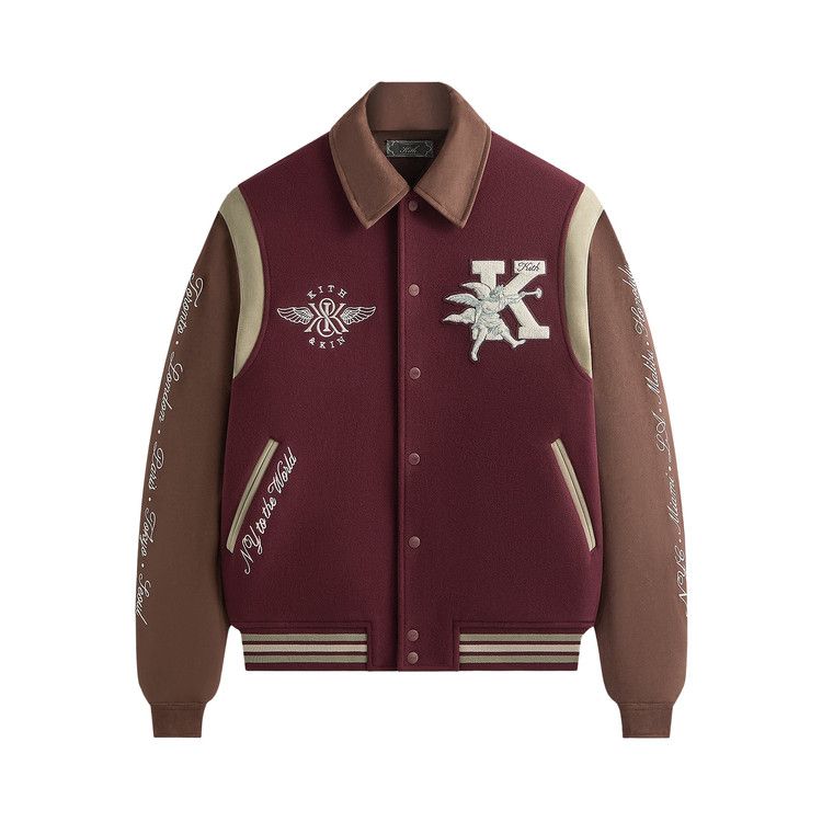 

Куртка Kith Wool & Microsuede Varsity Jacket, Magma